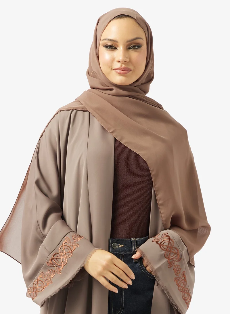 hayas closet  Embroidered Abaya With Sheila for Women | Best Price UAE